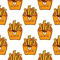 Colored pattern for the holiday Halloween of fries on a white background for printing and decoration. Vector illustration.