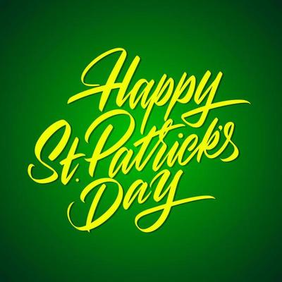 Happy patrick s day lettering. Cursive. Vector illustration