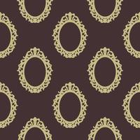 Pattern of oval lacy frames in vintage style on a brown background for print and design. Vector illustration.