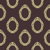 Pattern of oval lacy frames in vintage style on a brown background for print and design. Vector illustration.