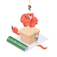 The concept of setting the scenery in the form of a gift box in the isometric style.Vector illustration vector