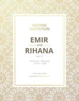 Invitation to a Muslim wedding. Gold pattern. Vector illustration. Template vector.