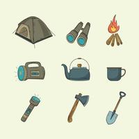 Set of object element for camping concept vector