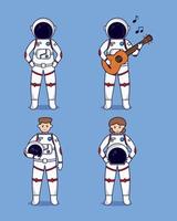 diseño vectorial de lindos personajes astronautas vector