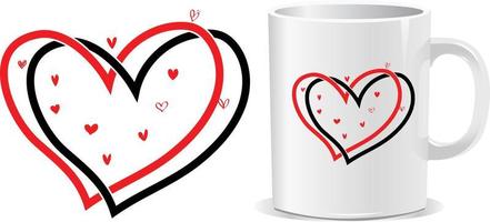 Heart happy valentine's day mug design vector