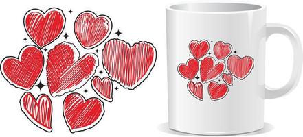 Heart happy valentine's day mug design vector
