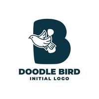 letra b garabato pájaro inicial vector logo diseño