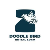 letter Z doodle bird initial vector logo design