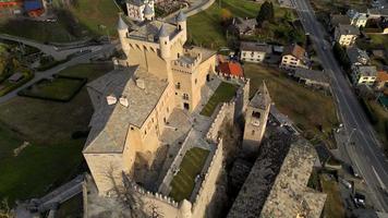 Panoramic view of the castle of Saint Pierre Aosta Valley video