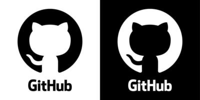 logotipo de github, icono de git hub con texto sobre fondo blanco y negro vector