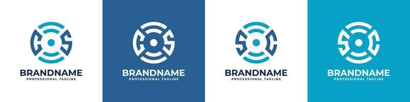 Letter CS or SC Global Technology Monogram Logo, suitable for any business with CS or SC initials. vector