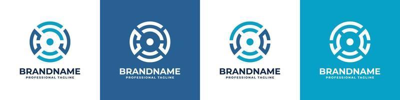 logotipo de monograma de tecnología global de letra cj o jc, adecuado para cualquier negocio con iniciales cj o jc. vector