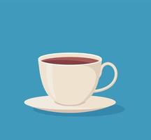 Cup with tea. Vector illustration isolated on blue background.Cute design for t shirt print.