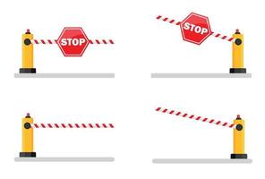 Creative vector illustration of open, closed parking car barrier gate set with stop sign isolated on transparent background. Art design street road stop border. Abstract concept graphic element