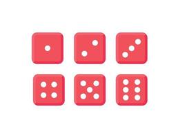 dados de casino vectorial de iconos auténticos. juego de dados rojos rodantes vectoriales aislados en fondo blanco. Piezas de juego de mesa 3d. cubos de póquer rojo vector