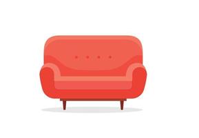 cómodo sofá sobre fondo blanco. salón de sofá aislado en el interior. ilustración de vector de estilo de dibujos animados plana.