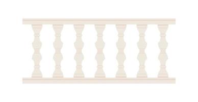Stone balustrade with balusters for fencing. Palace fence. Balcony handrail with pillars. Decorative railing. Castle architecture element. Flat vector illustration isolated on white background