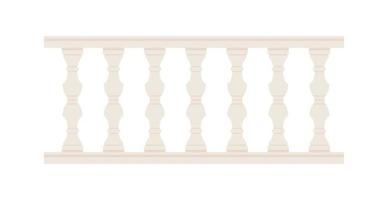 Stone balustrade with balusters for fencing. Palace fence. Balcony handrail with pillars. Decorative railing. Castle architecture element. Flat vector illustration isolated on white background