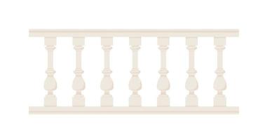 Stone balustrade with balusters for fencing. Palace fence. Balcony handrail with pillars. Decorative railing. Castle architecture element. Flat vector illustration isolated on white background