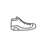 Black and white contour vector illustration of shoes. sneakers, unisex, outline sneakers. vector line.