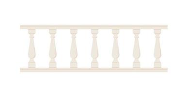 Stone balustrade with balusters for fencing. Palace fence. Balcony handrail with pillars. Decorative railing. Castle architecture element. Flat vector illustration isolated on white background