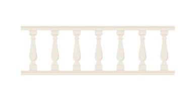 Stone balustrade with balusters for fencing. Palace fence. Balcony handrail with pillars. Decorative railing. Castle architecture element. Flat vector illustration isolated on white background