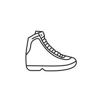 Black and white contour vector illustration of shoes. sneakers, unisex, outline sneakers. vector line.