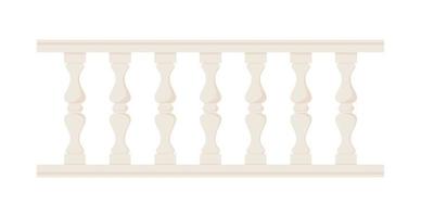 Stone balustrade with balusters for fencing. Palace fence. Balcony handrail with pillars. Decorative railing. Castle architecture element. Flat vector illustration isolated on white background