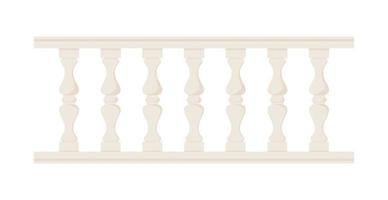 Stone balustrade with balusters for fencing. Palace fence. Balcony handrail with pillars. Decorative railing. Castle architecture element. Flat vector illustration isolated on white background