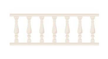 Stone balustrade with balusters for fencing. Palace fence. Balcony handrail with pillars. Decorative railing. Castle architecture element. Flat vector illustration isolated on white background