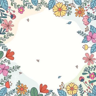 Spring Floral Frame Background in Cartoon
