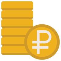 Ruble coins - Flat color icon. vector