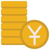 Yuan coins - Flat color icons. vector