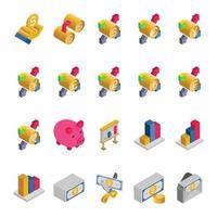 Isometric 3d icons for Banking and finance. vector