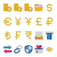 Flat color icons for Banking and finance. vector