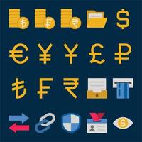 Flat color icons for Banking and finance. vector