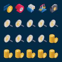 Isometric 3d icons for Banking and finance. vector