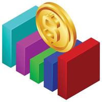 Financial graph - Isometric 3d illustration. vector