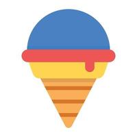 postre dulce congelado, icono plano de copa de helado vector