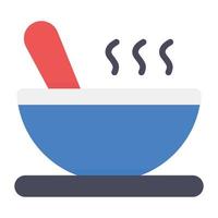 un icono de tazón de sopa de comida redonda en estilo plano vector