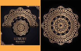 luxury ornamental mandala design background in gold color vector