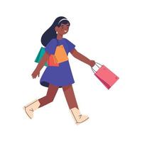 girl with shopping bags vector