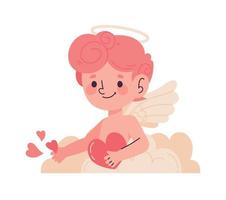 cupid in the air with hearts vector