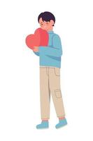 man hugging a heart vector