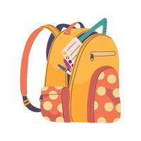 school bag with supplies vector