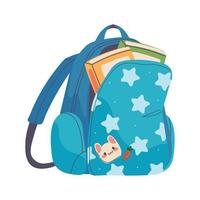 mochila escolar con libros vector