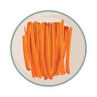 palitos de zanahoria en un plato vector