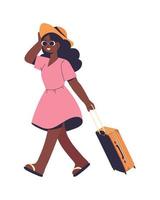 traveler woman with bag vector