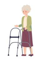 grandmother with walker vector