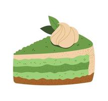 pastel de matcha con crema vector